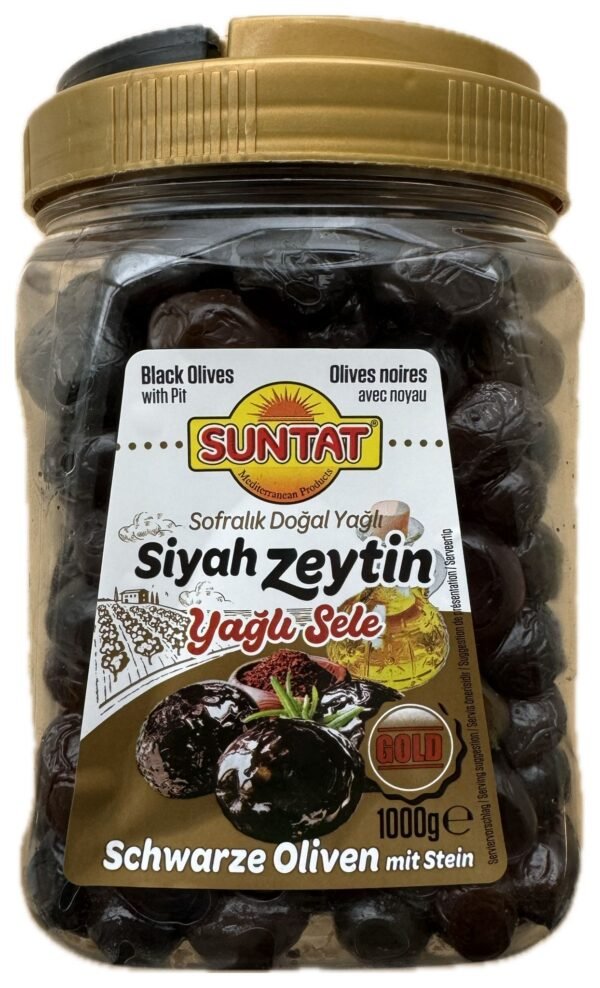 Suntat GOLD Yagli Siyah Zeytin 1000g PET *6