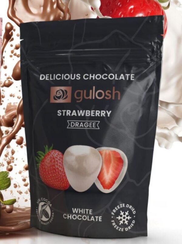 Gulosh White Chocolate Strawberry Dragee 80g *14