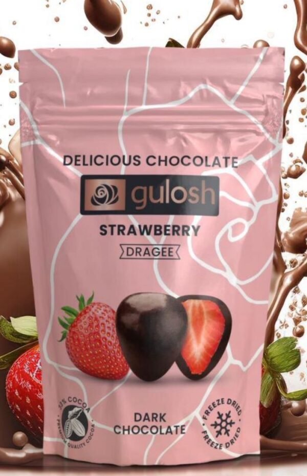 Gulosh Dark Chocolate Strawberry Dragee 80g *14